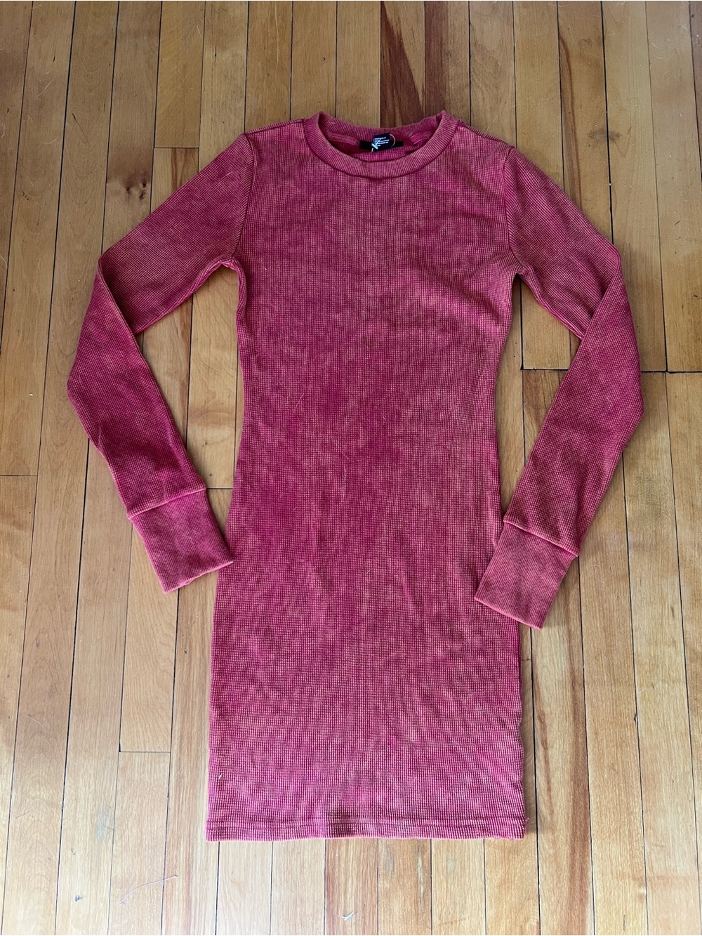 Forever 21 Ribbed Long-Sleeve Scoop Neck Dress - Burnt Orange